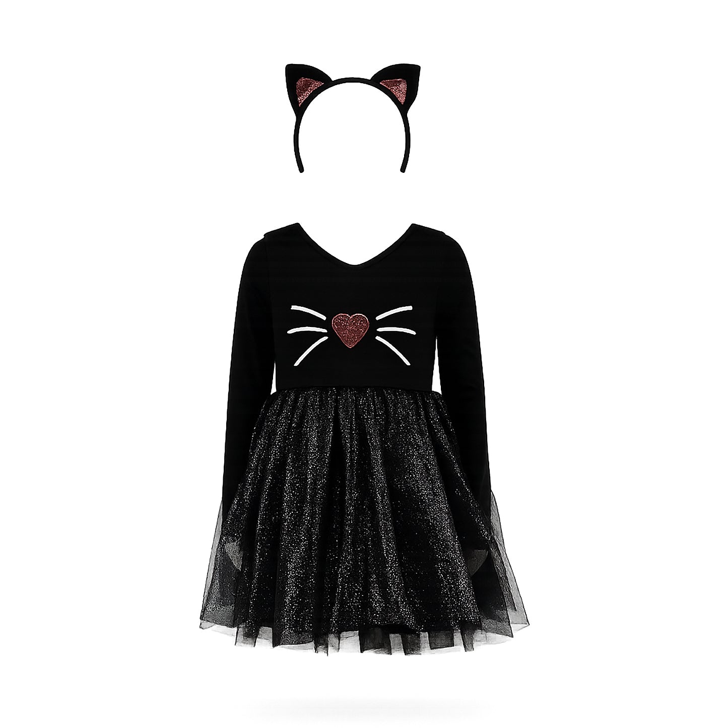 Kattklänning med diadem för barn till halloween