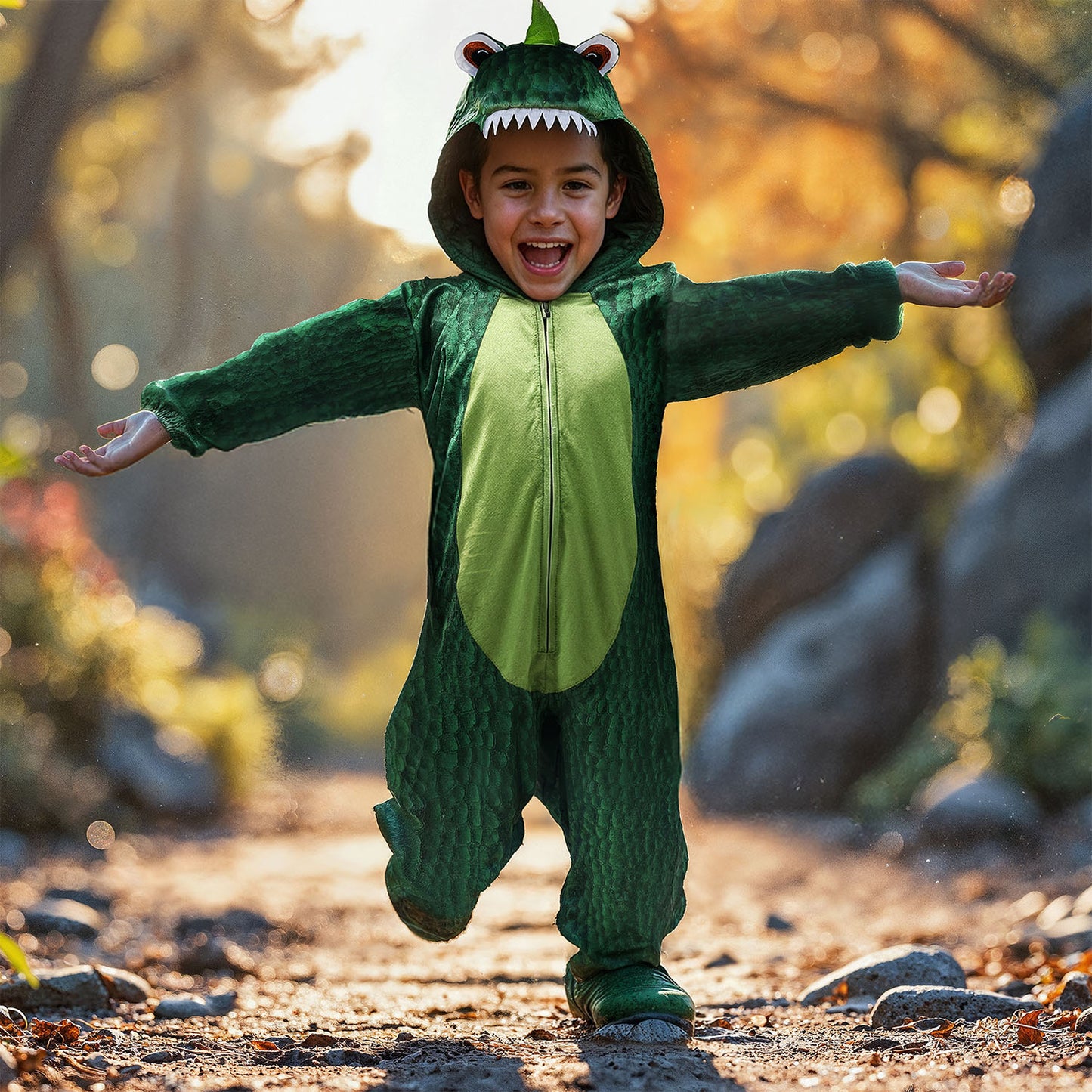 Grön dinosaurie onepiece maskeraddräkt för barn