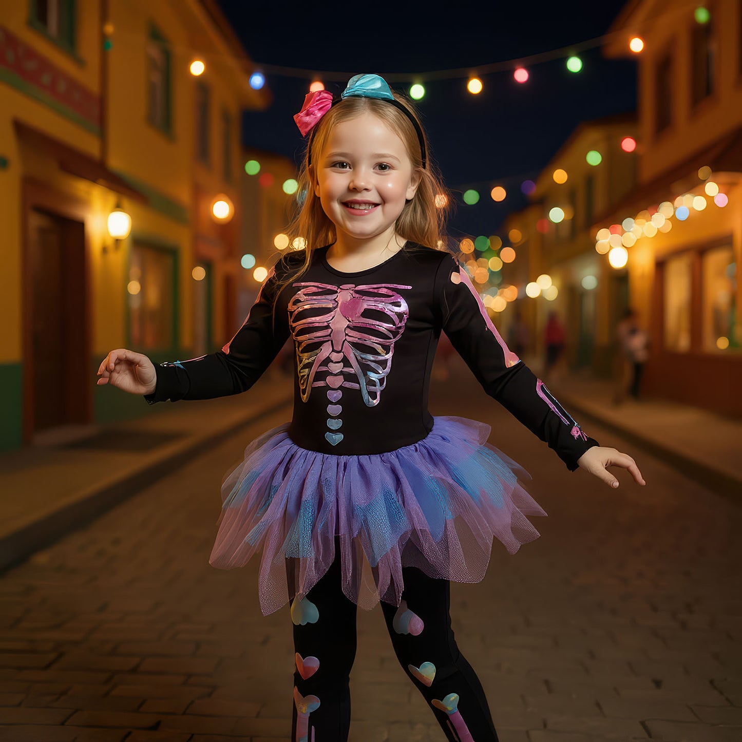 Halloween skelett med kjol för barn
