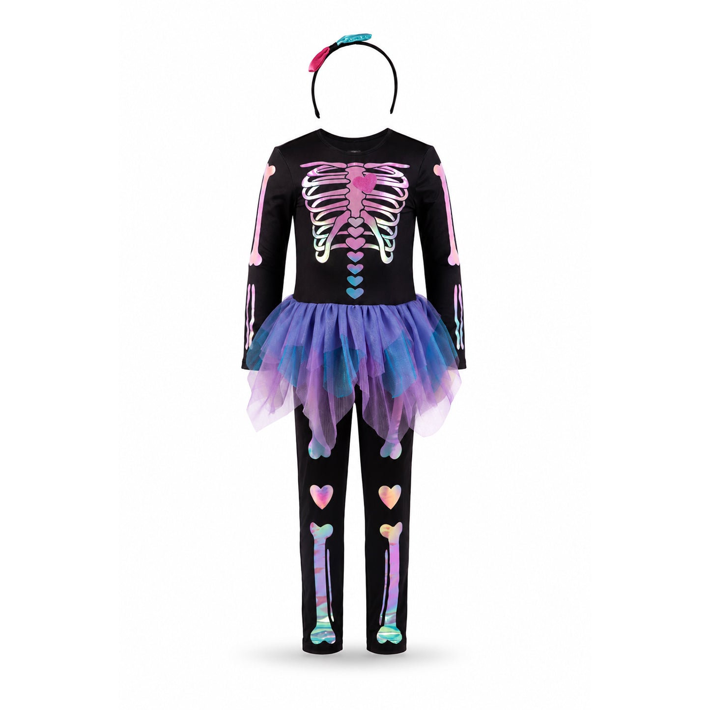Halloween skelett med kjol och diadem för barn