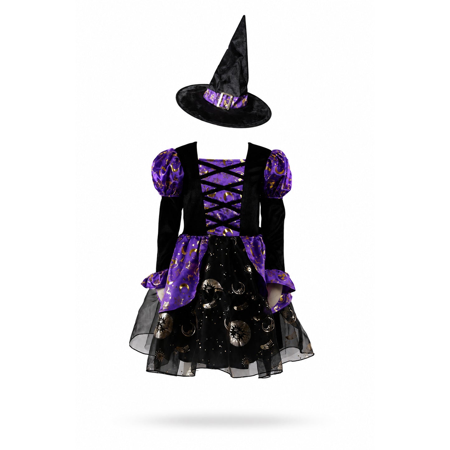Halloweenklänning med häxhatt för barn