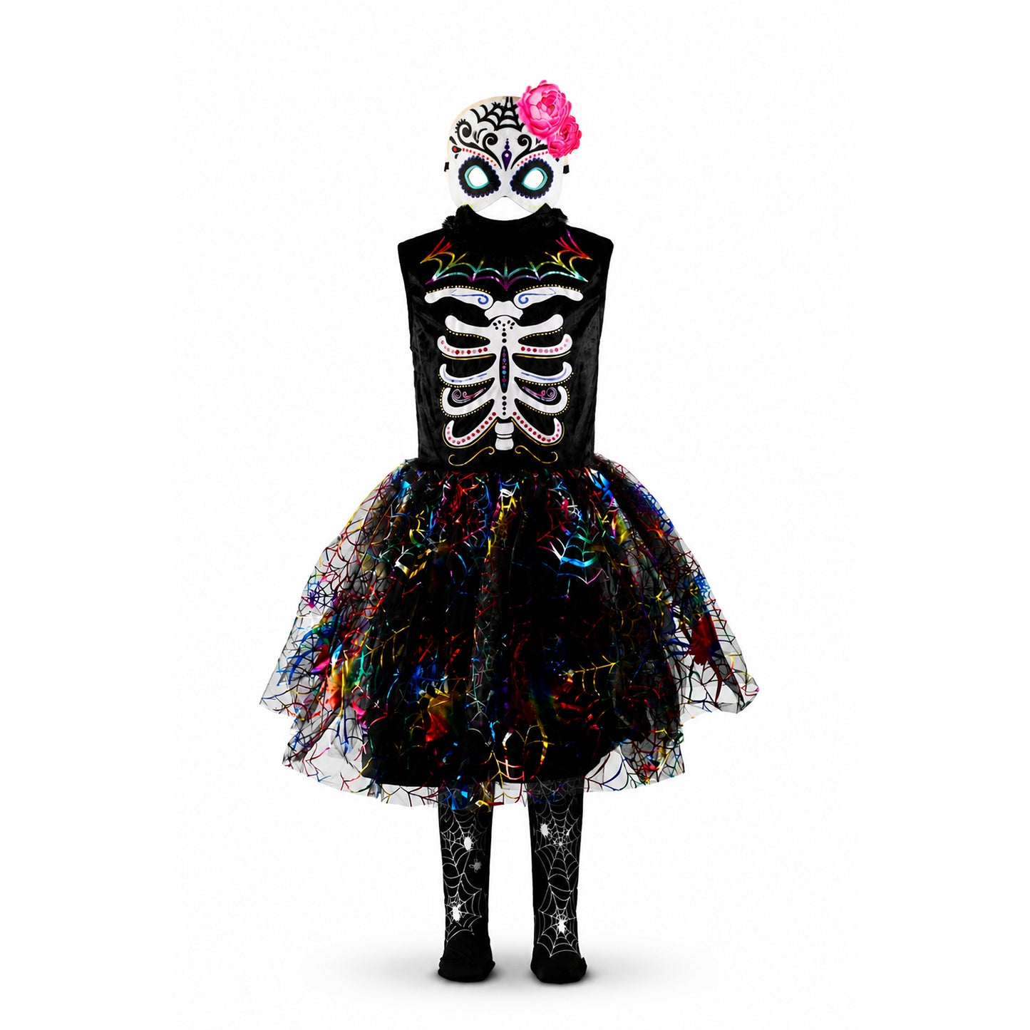 Halloweenklänning med mask och tights för barn