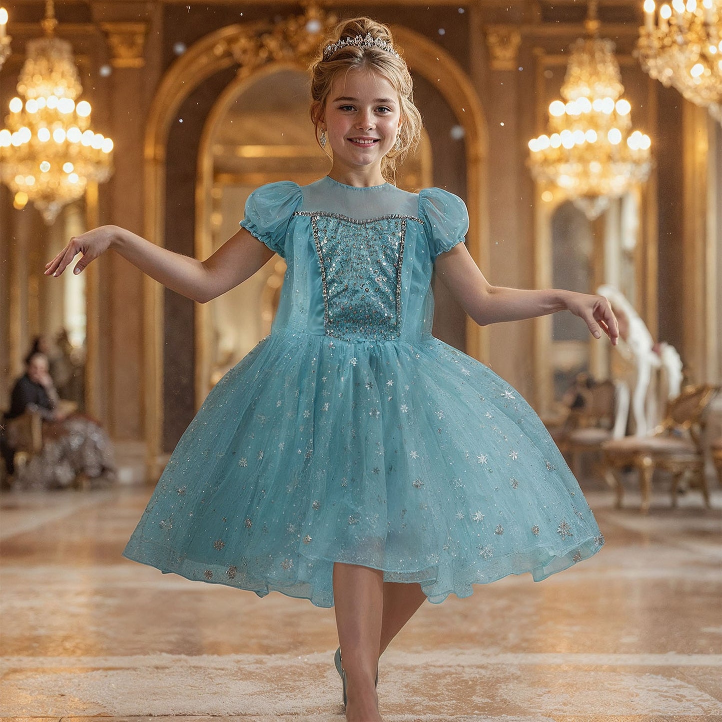 Ljusblå prinsessklänning för barn