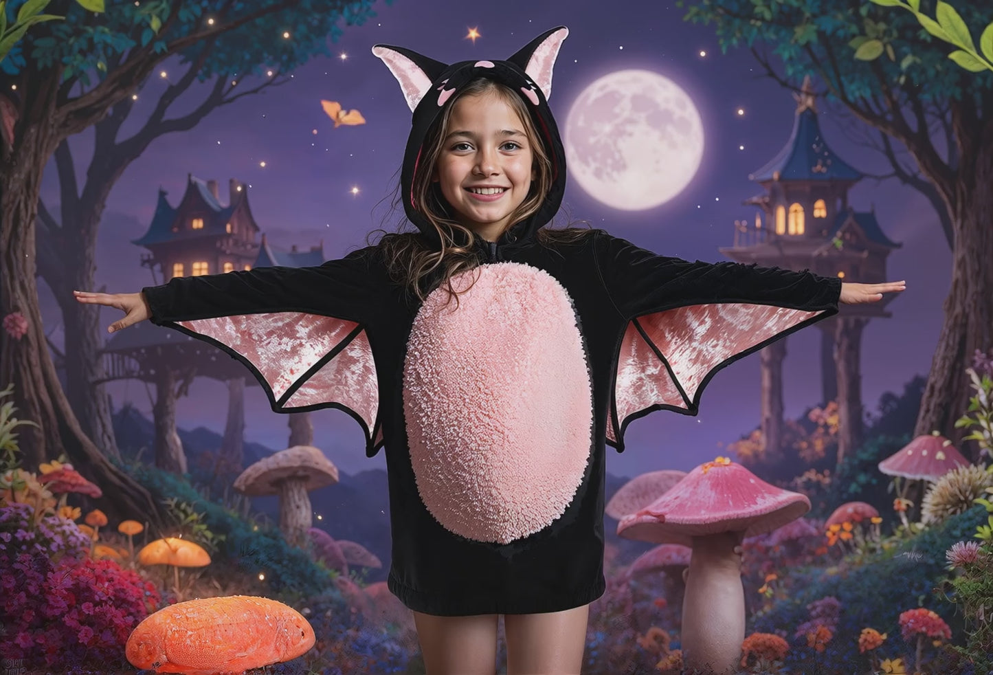 Video på halloween fladdermusdräkt för barn