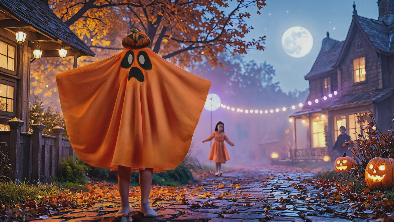 Video på halloween pumpadräkt för barn