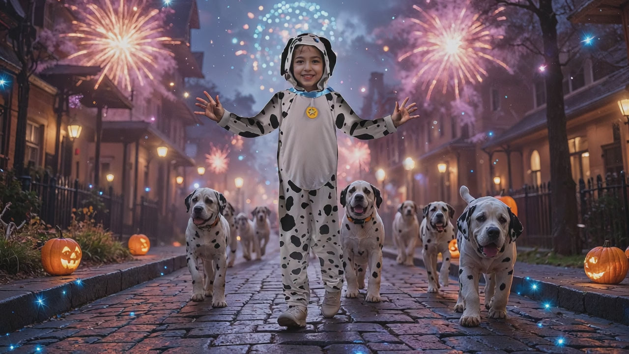 Video på hundmaskerad onepiece för barn