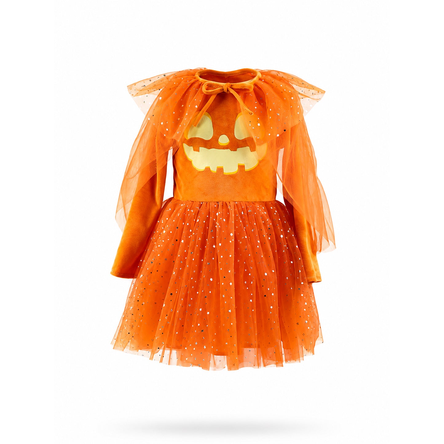 Pumpaklänning till halloween med glitter för barn