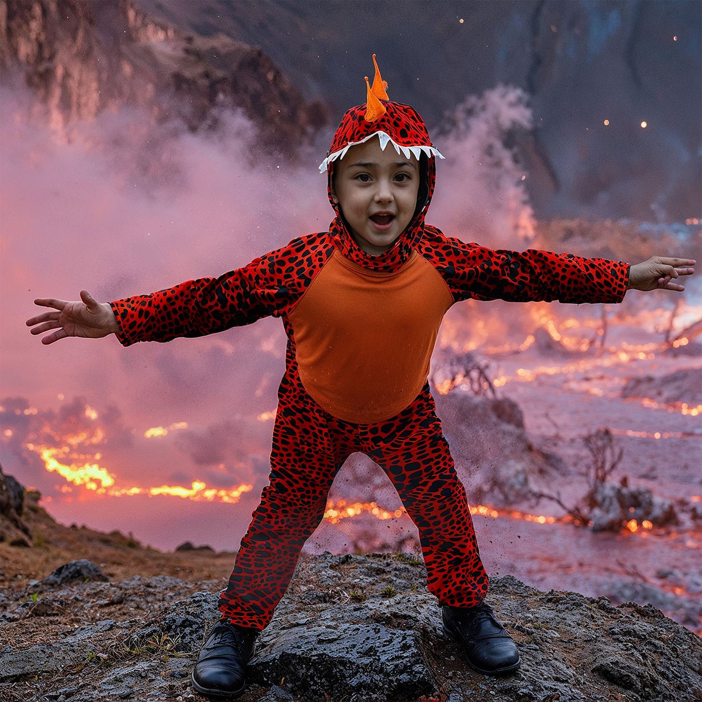 Röd drake onepiece maskeraddräkt för barn