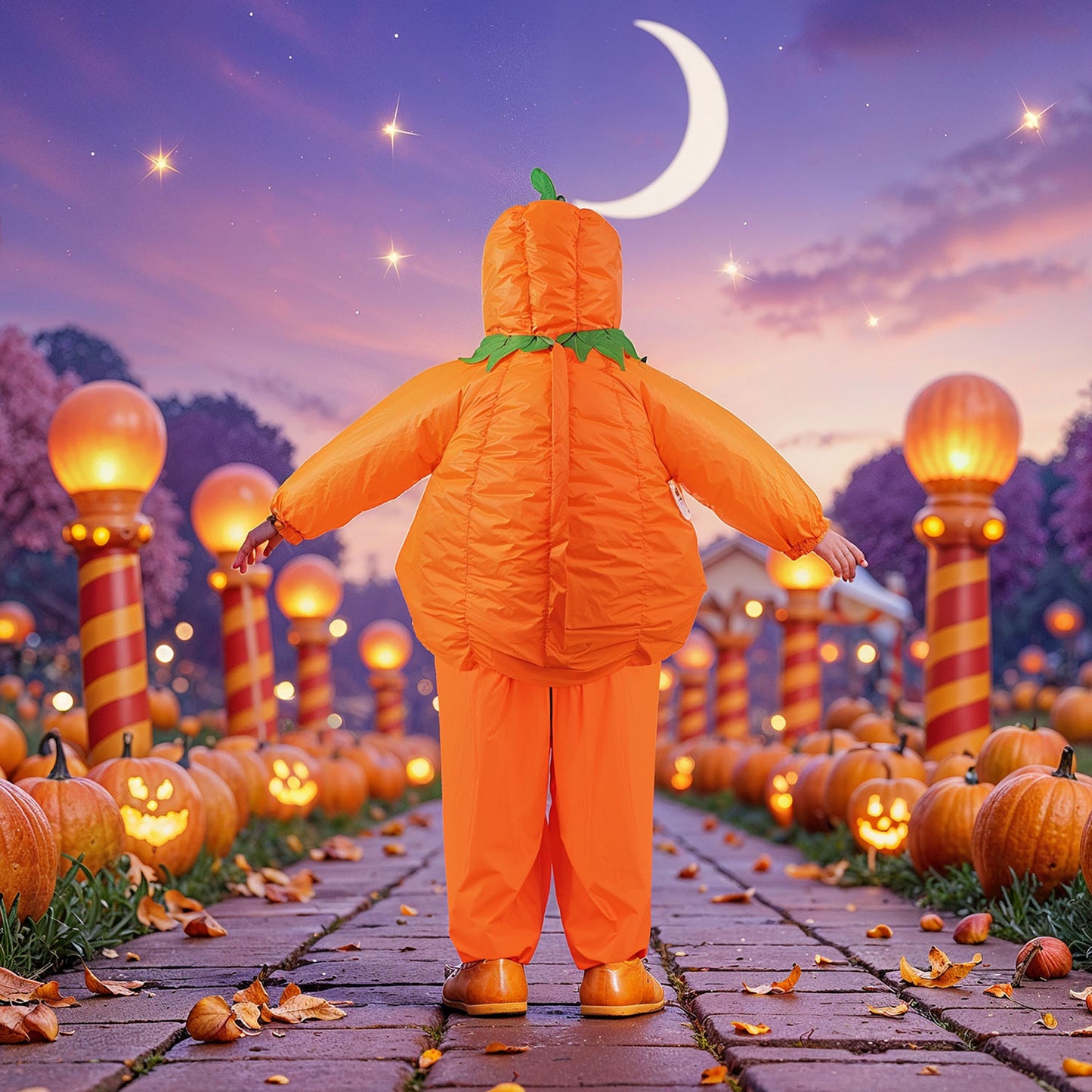 Baksida av uppblåsbar halloween pumpadärkt för barn